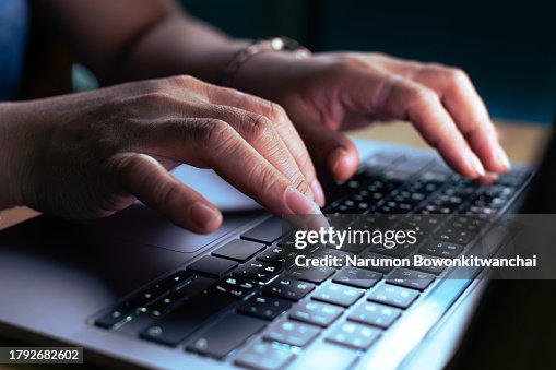 Hacker or programmer hand using laptop Hacker or programmer hand using laptop