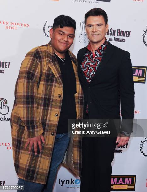 Axel Chico and Kash Hovey attend Kash Hovey And Friends At Film Fest LA At LA Live 2023 at Regal LA Live on November 18, 2023 in Los Angeles,...