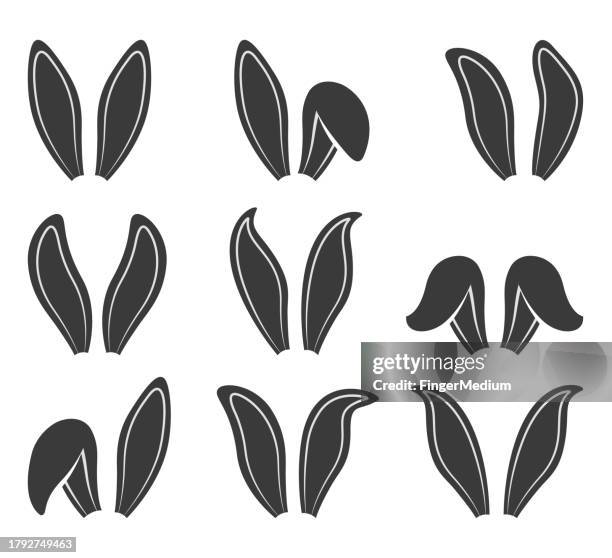 rabbit ears vector set - costume rabbit ears stock illustrations