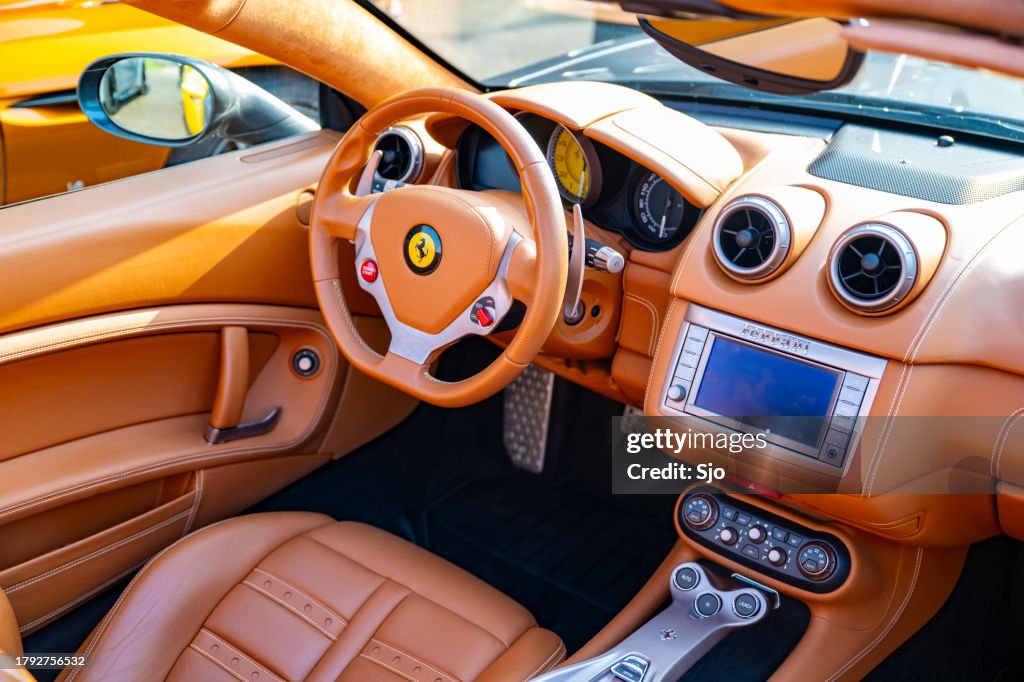Ferrari California convertible sports car dashboard