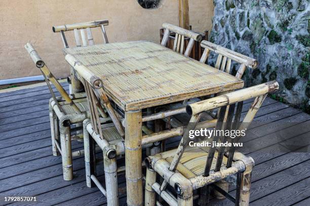bamboo products, tables, chairs - bamboo stock pictures, royalty-free photos & images