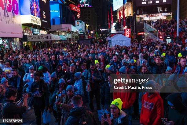 Candlelight vigil held before sleep out night on Times Square as part of Covenant House annual global event to help raise money for young people...