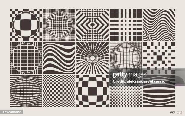 illustrations, cliparts, dessins animés et icônes de éléments de conception abstraits géométriques en demi-teinte - illusion doptique