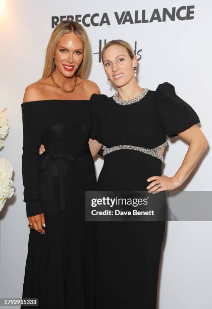 Rebecca Vallance and Zara Tindall attend a VIP breakfast celebrating the relaunch of Rebecca Vallance at Harrods on November 14, 2023 in London,...