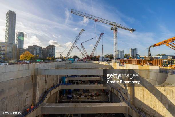 Victoria Road Crossover Box construction site of the High Speed Two HS2 Ltd. Railway development in London, UK, on Friday, Nov. 17, 2023. Efforts by...