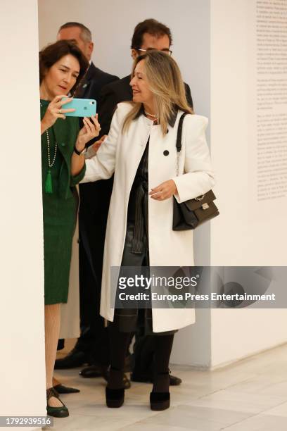 Angeles Gonzalez Sinde and Trinidad Jimenez during the opening of the exhibition "Picasso 1906. The Great Transformation" at the Museo Nacional...
