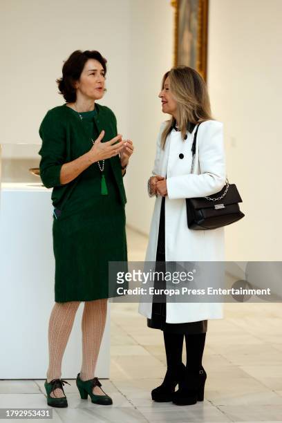 Angeles Gonzalez Sinde and Trinidad Jimenez during the opening of the exhibition "Picasso 1906. The Great Transformation" at the Museo Nacional...
