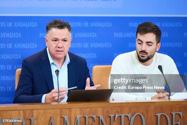 The deputy spokesmen of the Group For Andalusia, Jose Manuel Jurado and Juan Antonio Delgado, during the round of press conferences of spokesmen of...
