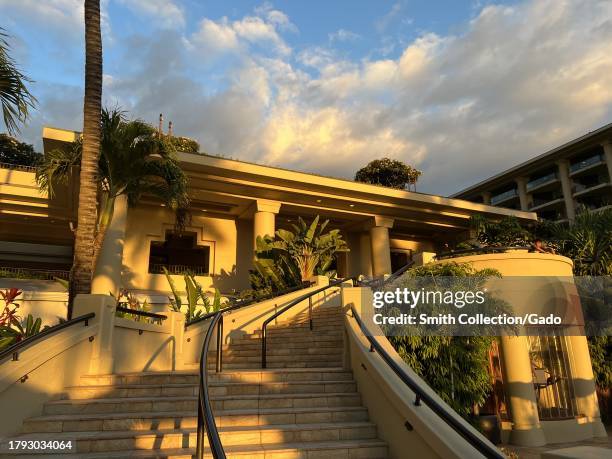 Evening view of buildings at Four Seasons Resort Maui at Wailea hotel, Kihei, Hawaii, July 15, 2023.