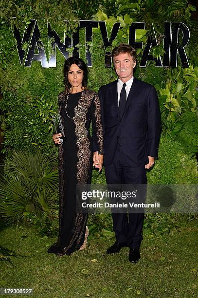 Actress Sabrina Ferilli and Flavio Cattaneo attend Vanity Fair Celebrate 10th Anniversary during the 70th Venice International Film Festival at...