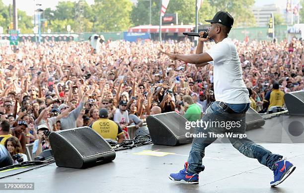 Kendrick Lamar performs during the 2013 Budweiser Made In America Festival at Benjamin Franklin Parkway on September 1, 2013 in Philadelphia,...