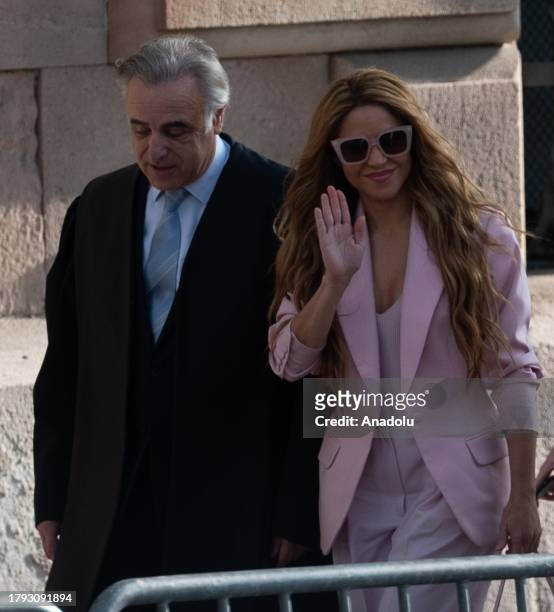 Colombian singer Shakira arrives at the High Court of Justice of Catalonia to attend her trial on tax fraud, in Barcelona, Spain on November 20,...