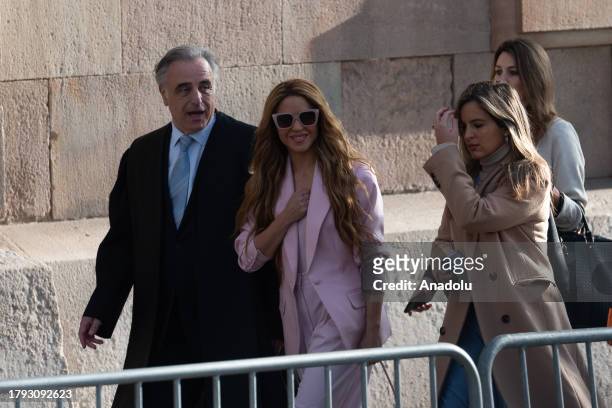 Colombian singer Shakira arrives at the High Court of Justice of Catalonia to attend her trial on tax fraud, in Barcelona, Spain on November 20,...