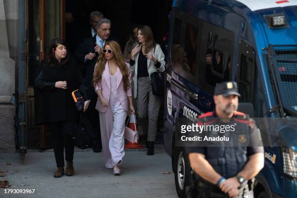 Colombian singer Shakira leaves the High Court of Justice of Catalonia after attending her trial on tax fraud, in Barcelona, Spain on November 20,...