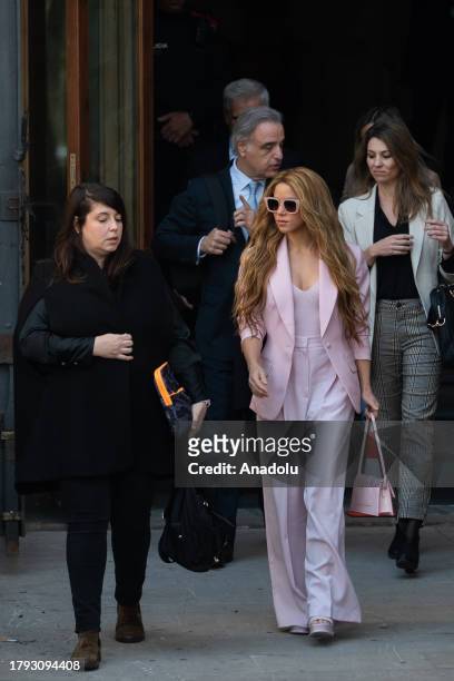 Colombian singer Shakira leaves the High Court of Justice of Catalonia after attending her trial on tax fraud, in Barcelona, Spain on November 20,...