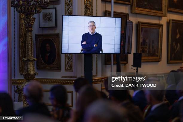 Pre-recorded message by Bill Gates, co-founder of Microsoft and co-chair of the Bill and Melinda Gates Foundation, is broadcast at the opening...