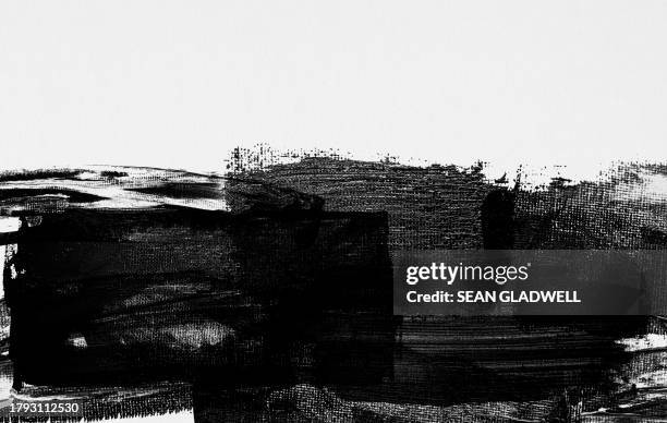 black paint on white canvas - penseldrag bildbanksfoton och bilder