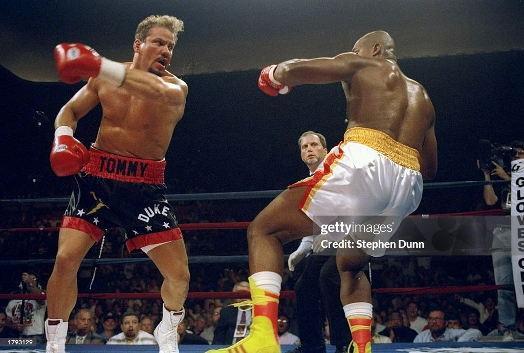 Morrison V Ruddock Tommy Morrison, left, and Razor Ruddock trade blows during a bout ...