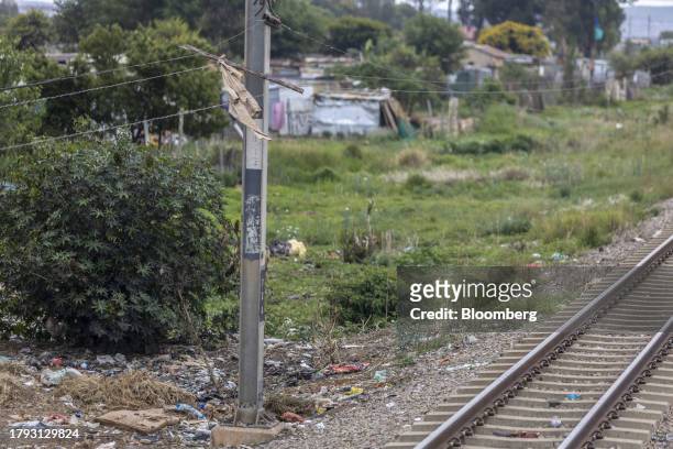 Wiring for an illegal electrical supply connected to power lines on the central corridor rail freight line, between Sentrarand depot and Pyramid...