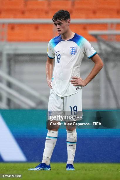 Matty Warhurst of England looks on during the FIFA U-17 World Cup Group C match between England and IR Iran at Jakarta International Stadium on...