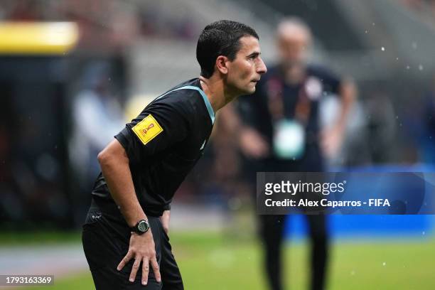 Assistant Referee Andres Nievas looks on during the FIFA U-17 World Cup Group C match between England and IR Iran at Jakarta International Stadium on...