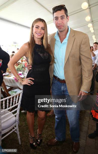 Sofia Vergara and Nick Loeb attend the 38th Annual Hampton Classic Horse Show - Grand Prix Sunday on September 1, 2013 in Bridgehampton, New York.