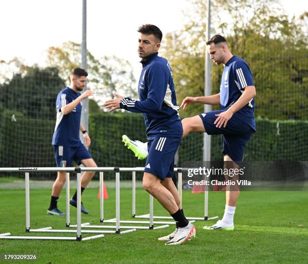 Stephan El Shaarawy of Italy in action during a Italy training session at Centro Tecnico Federale di Coverciano on November 14, 2023 in Florence,...