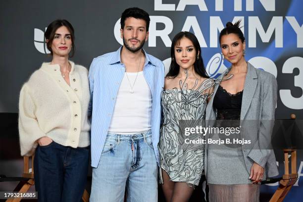 Paz Vega, Sebastian Yatra, Danna Paola and Roselyn Sanchez during the Host Press Conference at the 24th Annual Latin Grammy Awards on November 14,...