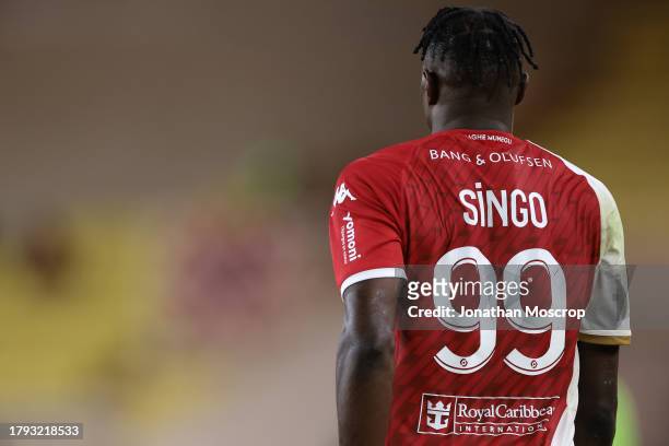Wilfried Singo of AS Monaco during the Ligue 1 Uber Eats match between AS Monaco and Stade Brestois 29 at Stade Louis II on November 05, 2023 in...