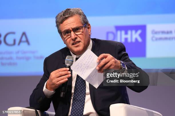 Aziz Akhannouch, Morocco's prime minister, at the Group of 20 investment summit in Berlin, Germany, on Monday, Nov. 20, 2023. German Chancellor Olaf...