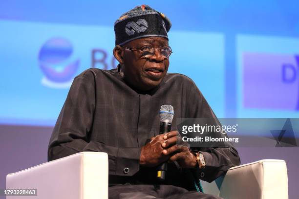 Bola Tinubu, Nigeria's president, at the Group of 20 investment summit in Berlin, Germany, on Monday, Nov. 20, 2023. German Chancellor Olaf Scholz...