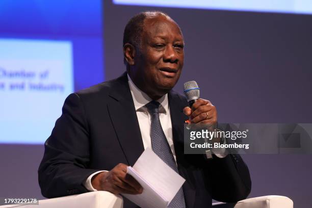 Alassane Ouattara, Cote d'Ivoire's president, at the Group of 20 investment summit in Berlin, Germany, on Monday, Nov. 20, 2023. German Chancellor...