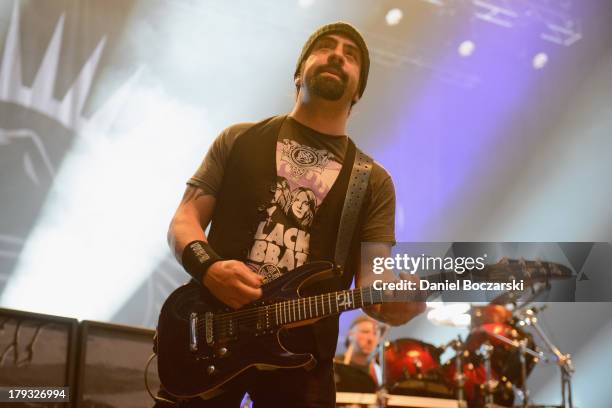 Rob Caggiano of Volbeat performs on stage during Rock Allegiance Tour 2013 at US Cellular Coliseum on August 29, 2013 in Bloomington, Illinois.