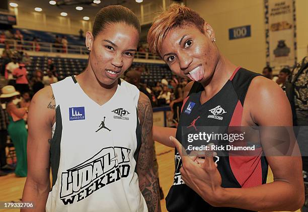 Tamera Young WNBA Chicago Sky and Angel McCoughtry WNBA Atlanta Dream during Neuro Drinks At LudaDay Weekend Celebrity Basketball Game at GSU Sports...