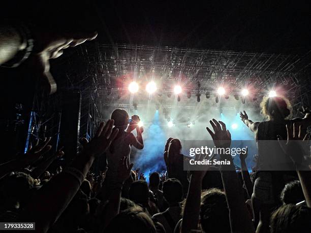 audience - rock music concert stock pictures, royalty-free photos & images