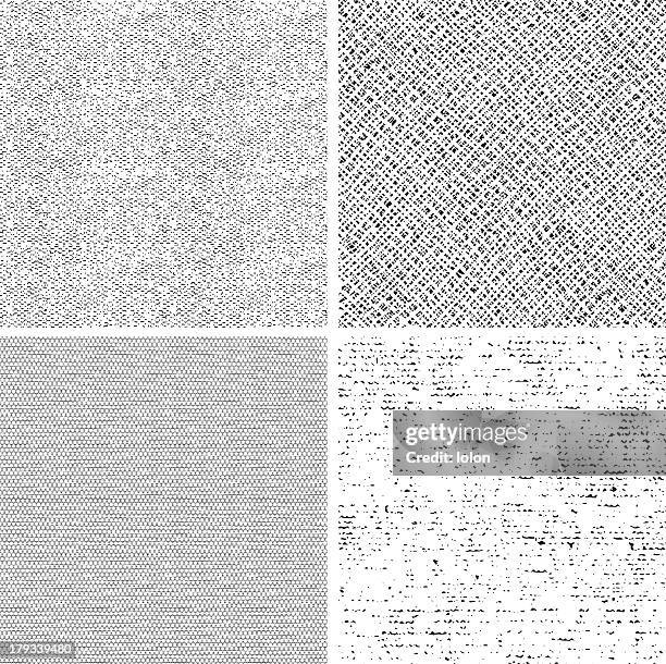 four seamless black and white fabric patterns - continuity stock illustrations