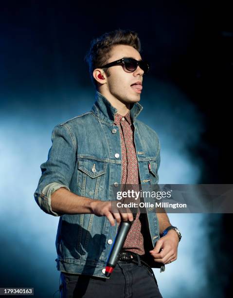 Nathan Sykes of The Wanted performs on stage on Day 2 of Fusion Festival 2013 at Cofton Park on September 1, 2013 in Birmingham, England.