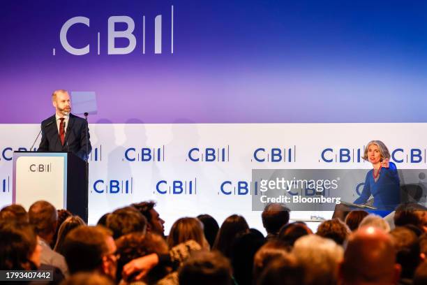 Jonathan Reynolds, UK shadow business secretary, and Rain Newton-Smith, director general of the Confederation of British Industry, at the "CBI...