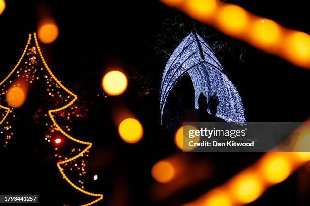 Visitors walk the trail as Kew Gardens launch their festive 'Christmas at Kew' light trail on November 14, 2023 in London, England. Each year,...