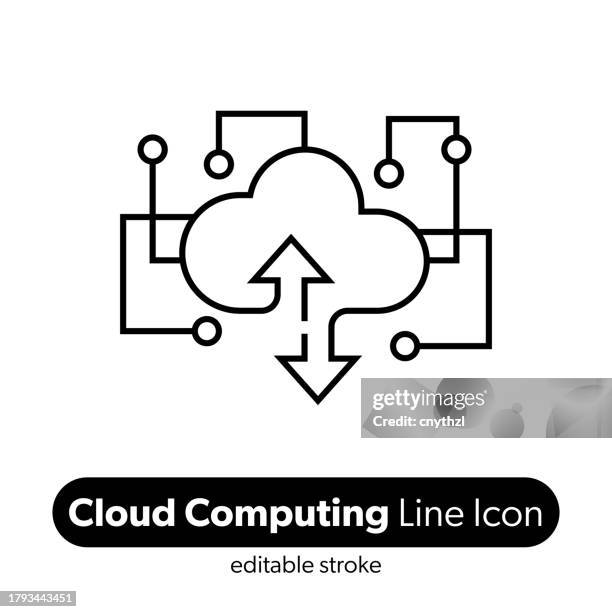 cloud computing line icon. editable stroke vector icon. - computer security logo stock illustrations