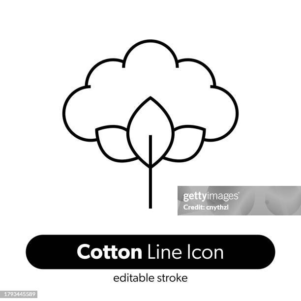 cotton line icon. editable stroke vector icon. - cotton fields stock illustrations