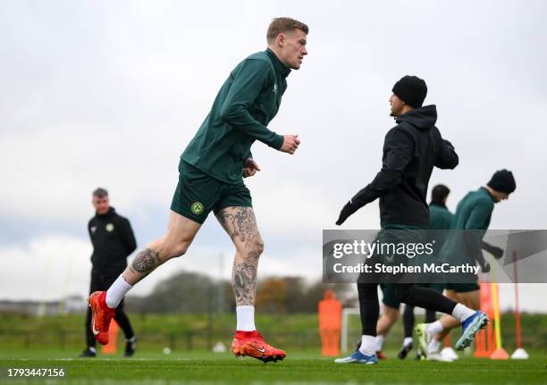 Dublin , Ireland - 20 November 2023; James McClean during a Republic of Ireland training session at the FAI National Training Centre in Abbotstown,...