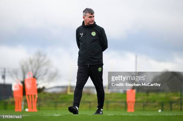 Dublin , Ireland - 20 November 2023; Manager Stephen Kenny during a Republic of Ireland training session at the FAI National Training Centre in...