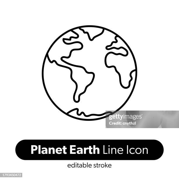 ilustrações de stock, clip art, desenhos animados e ícones de planet earth line icon. editable stroke vector icon. - planeta