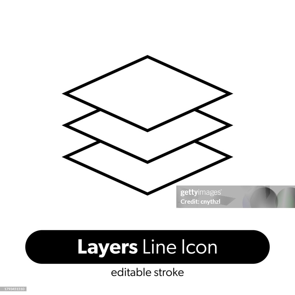 Ebenen-Liniensymbol. Bearbeitbares Strichvektorsymbol.