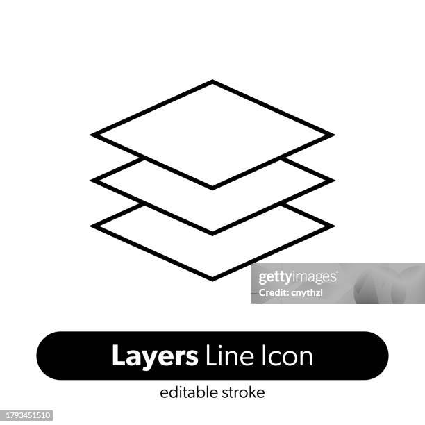 ilustraciones, imágenes clip art, dibujos animados e iconos de stock de icono de línea de capas. icono vectorial de trazo editable. - compuesto digital