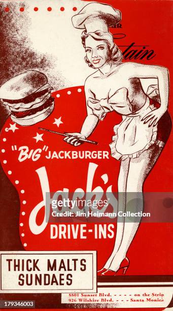 Menu for Jack's Drive-Ins reads "Jack's Drive-Ins" from 1956 in USA.