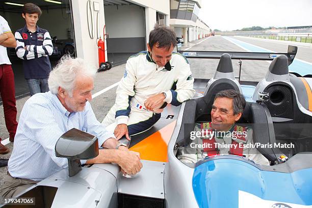 Lawyer, politician and former French prime minister,Francois Fillon a motor sport enthusiast is photographed for Paris Match on August 24, 2013 in Le...