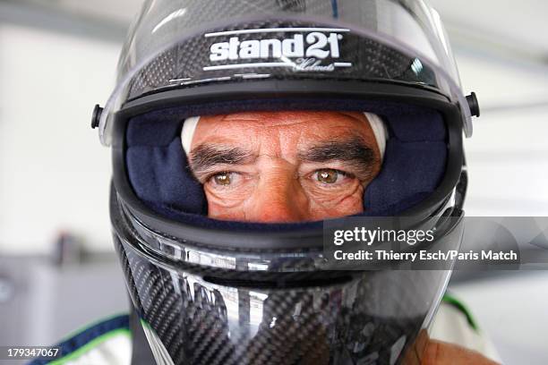 Lawyer, politician and former French prime minister,Francois Fillon a motor sport enthusiast is photographed for Paris Match on August 24, 2013 in Le...