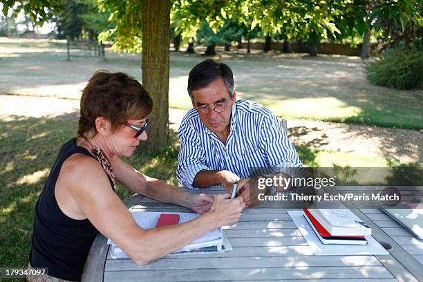 Lawyer, politician and former French prime minister,Francois Fillon is photographed for Paris Match during his holiday wiht his family at his summer...